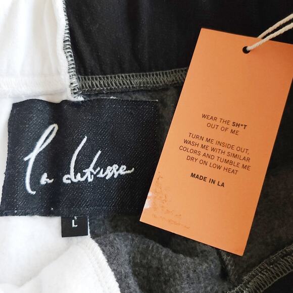 LA DETRESSE The Lovers colorblock athleisure sweatpants two tone joggers L NEW - Picture 4 of 8